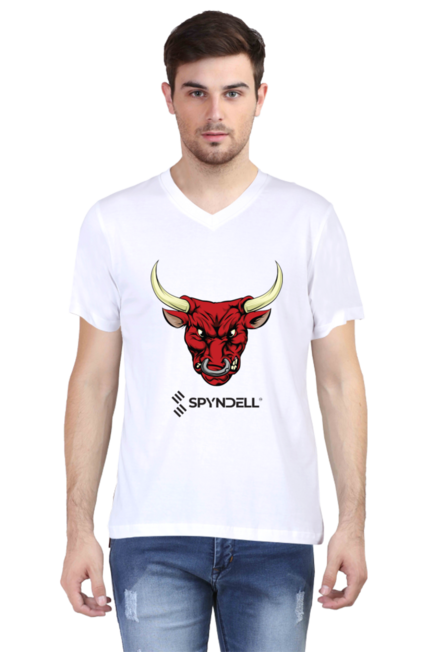 Spyndell Bull - Men's V-Neck Half Sleeve T-Shirt