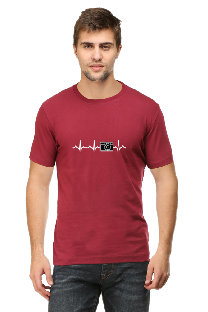 Photography Heart Beat - Men's Round Neck Half Sleeve T-Shirt