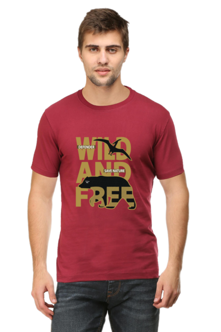 Wild And Free - Men's Round Neck Half Sleeve T-Shirt