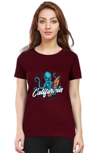 Load image into Gallery viewer, Surfing Octopus -  Women&#39;s Round Neck Half Sleeve T-Shirt
