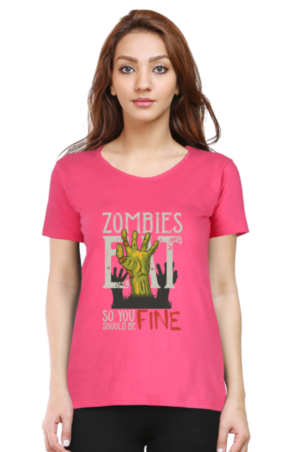 Zombie's Eat - Women's Round Neck Half Sleeve T-Shirt