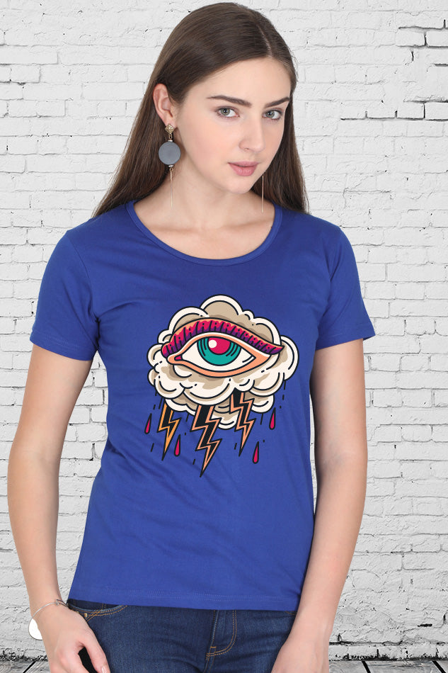 Eyes Of Thunder - Women's Round Neck Half Sleeve T-Shirt