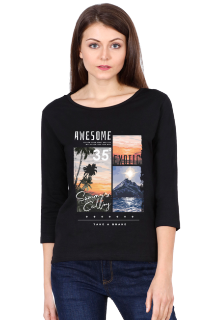 Awesome White - Women's Round Neck Full Sleeve T-Shirt