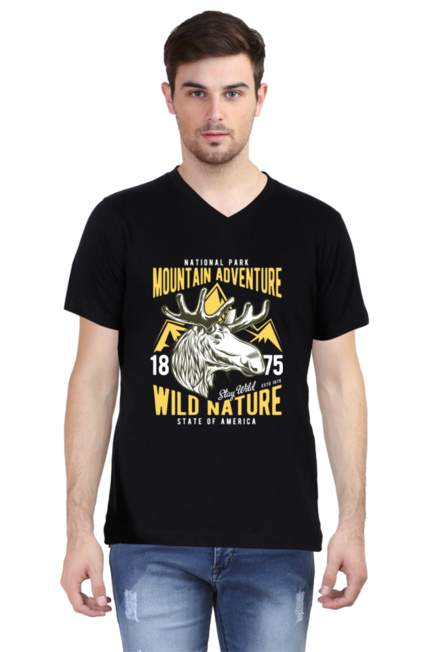 Mountain Adventure - Men's V-Neck Half Sleeve T-Shirt