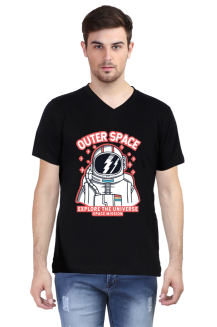 Outer Space Mission - Men's V-Neck Half Sleeve T-Shirt