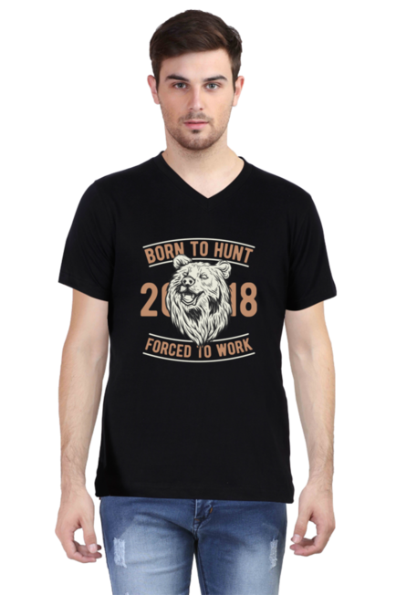 Born to Hunt  - Men's V-Neck Half Sleeve T-Shirt