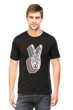 Load image into Gallery viewer, Peace Hand Gesture Sign - Men&#39;s Round Neck Half Sleeve T-Shirt
