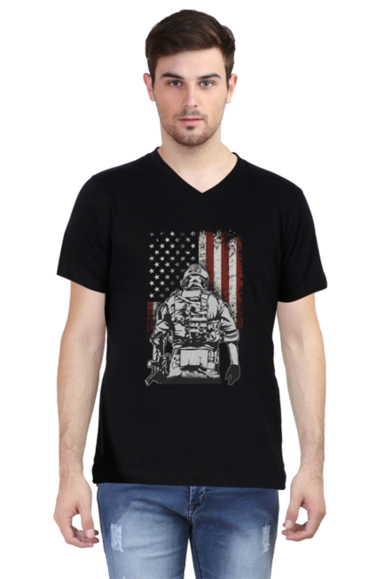 American Army - Men's V-Neck Half Sleeve T-Shirt