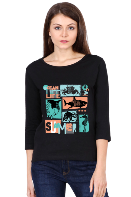 Ocean Life - Women's Round Neck Full Sleeve T-Shirt