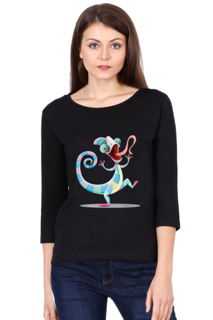 Psychedelic Chameleon - Women's Round Neck Full Sleeve T-Shirt