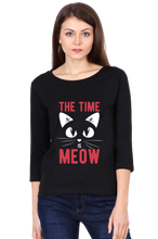 Load image into Gallery viewer, The Time Meow - Women&#39;s Round Neck Full Sleeve T-Shirt
