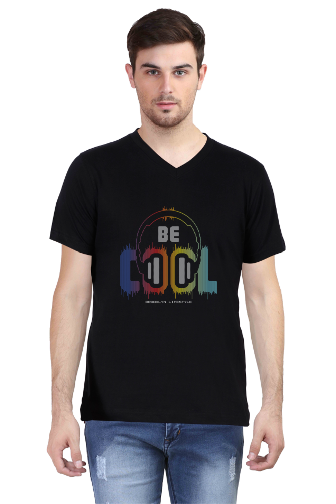 Be Cool with Music - Men's V-Neck Half Sleeve T-Shirt