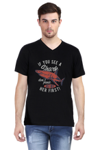 Load image into Gallery viewer, Just Bite Shark - Men&#39;s V-Neck Half Sleeve T-Shirt
