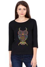 Load image into Gallery viewer, Psychedelic Owl - Women&#39;s Round Neck Full Sleeve T-Shirt
