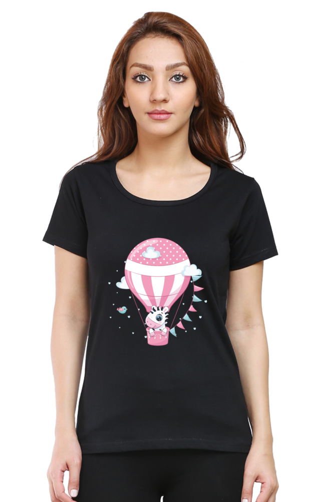Cute Baby Flying Zebra - Women's Round Neck Half Sleeve T-Shirt