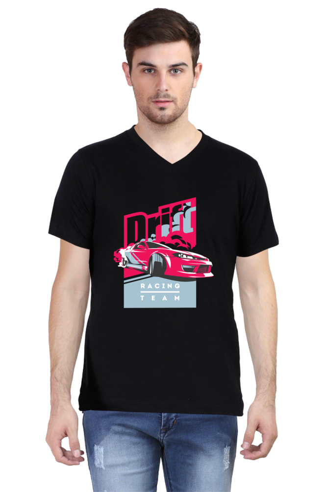 Drift Racing Team - Men's V-Neck Half Sleeve T-Shirt