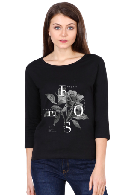 Rose White - Women's Round Neck Full Sleeve T-Shirt