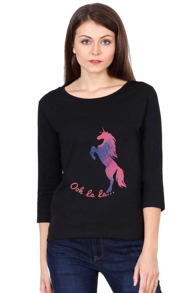 Red Unicorn - Women's Round Neck Full Sleeve T-Shirt