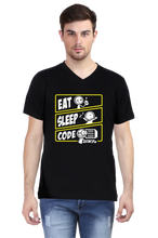 Load image into Gallery viewer, Eat Sleep Code - Men&#39;s V-Neck Half Sleeve T-Shirt
