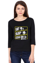 Load image into Gallery viewer, Eat Sleep Code - Women&#39;s Round Neck Full Sleeve T-Shirt
