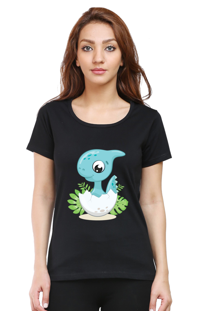 Baby Dinosaur Cute - Women's Round Neck Half Sleeve T-Shirt