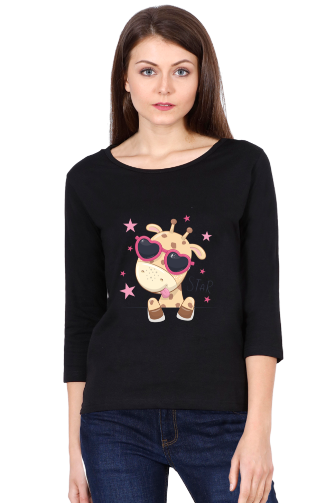 Cute Giraffe Star - Women's Round Neck Full Sleeve T-Shirt