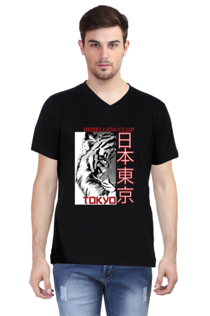 Rebellion Club Tokyo - Men's V-Neck Half Sleeve T-Shirt