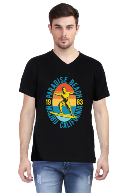 Malibu Paradise Beach - Men's V-Neck Half Sleeve T-Shirt