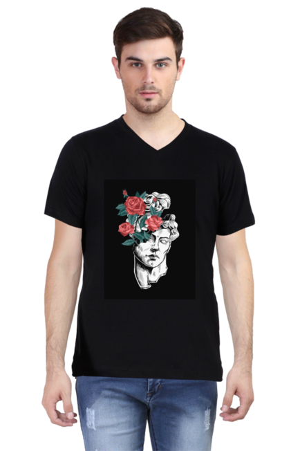 Head Roses - Men's V-Neck Half Sleeve T-Shirt