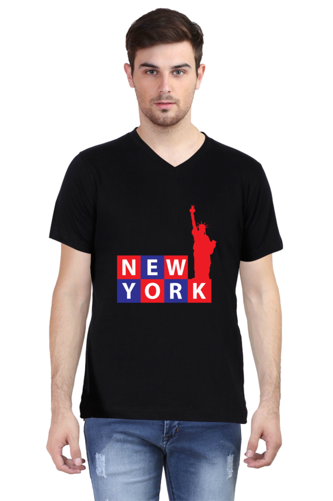 Liberty of New York - Men's V-Neck Half Sleeve T-Shirt