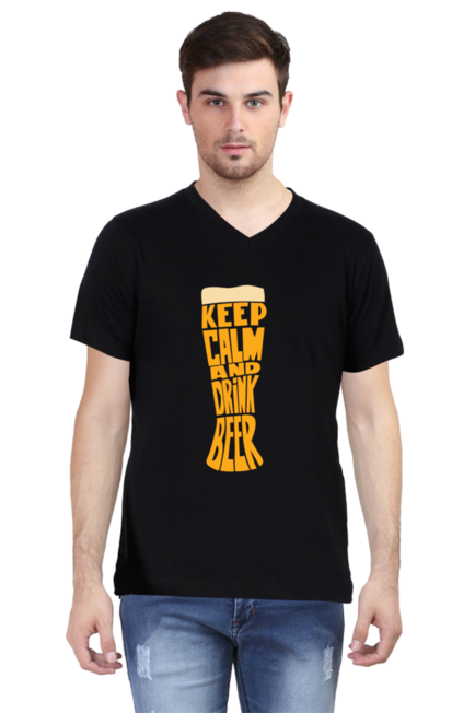 Keep Calm and Drink Beer - Men's V-Neck Half Sleeve T-Shirt