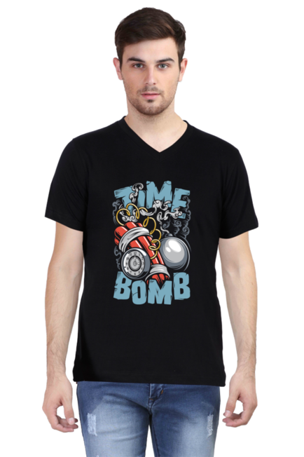 Time Bomb - Men's V-Neck Half Sleeve T-Shirt