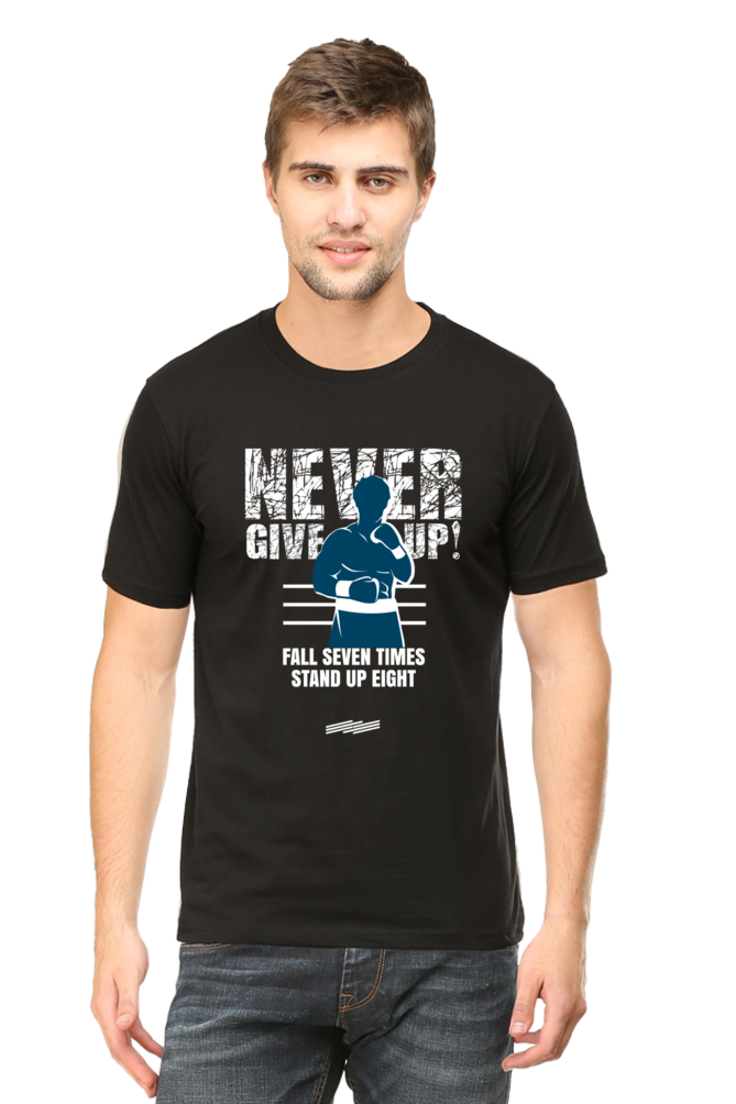 Never Give Up - Men's Round Neck Half Sleeve T-Shirt