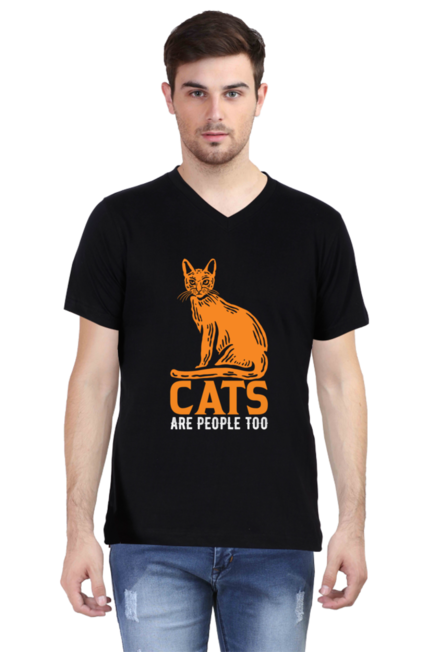 Orange Cats - Men's V-Neck Half Sleeve T-Shirt