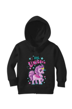 Load image into Gallery viewer, Little Purple Unicorn - Kid&#39;s Hooded SweatShirt
