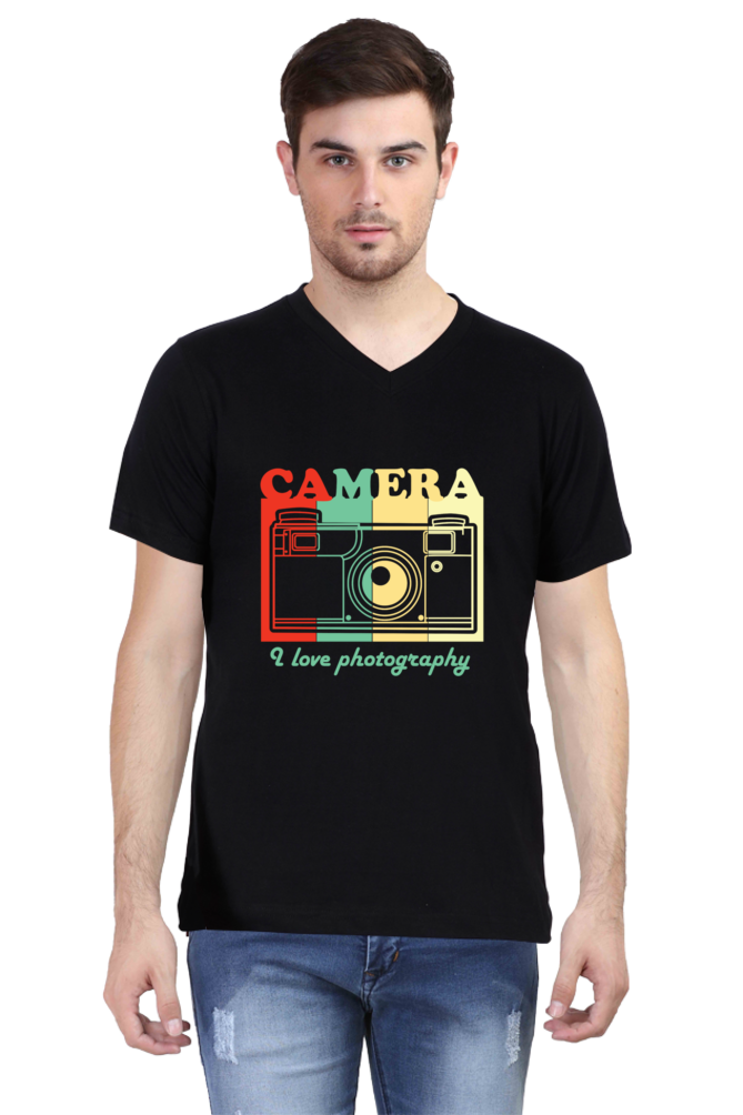 Camera I Love Photography - Men's V-Neck Half Sleeve T-Shirt