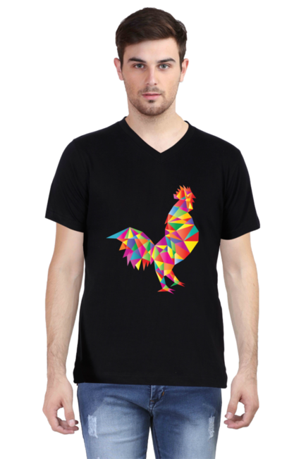 Triangle Rooster - Men's V-Neck Half Sleeve T-Shirt