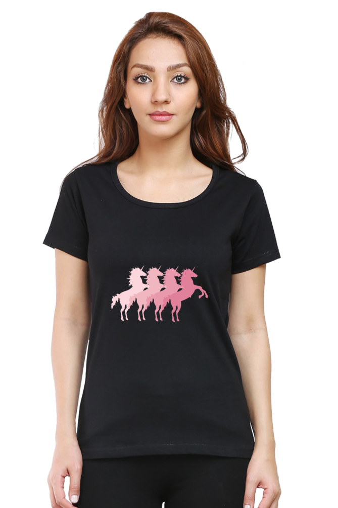 Dancing Unicorn - Women's Round Neck Half Sleeve T-Shirt