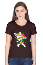 Load image into Gallery viewer, Rainbow Rabbit - Women&#39;s Round Neck Half Sleeve T-Shirt
