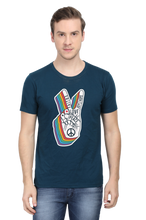 Load image into Gallery viewer, Peace Hand Gesture Sign - Men&#39;s Round Neck Half Sleeve T-Shirt
