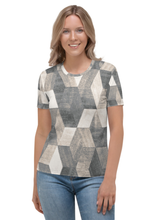 Load image into Gallery viewer, 3D Squares - Women&#39;s All Over Printed Half Sleeve T-Shirt
