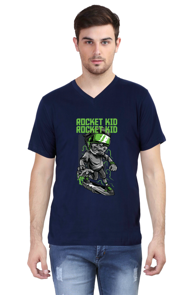 Rocket Kid - Men's V-Neck Half Sleeve T-Shirt