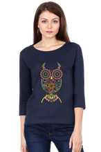 Load image into Gallery viewer, Psychedelic Owl - Women&#39;s Round Neck Full Sleeve T-Shirt
