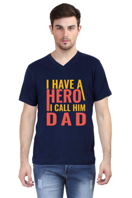 Hero Dad - Men's V-Neck Half Sleeve T-Shirt