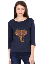 Load image into Gallery viewer, Afro Elephant - Women&#39;s Round Neck Full Sleeve T-Shirt
