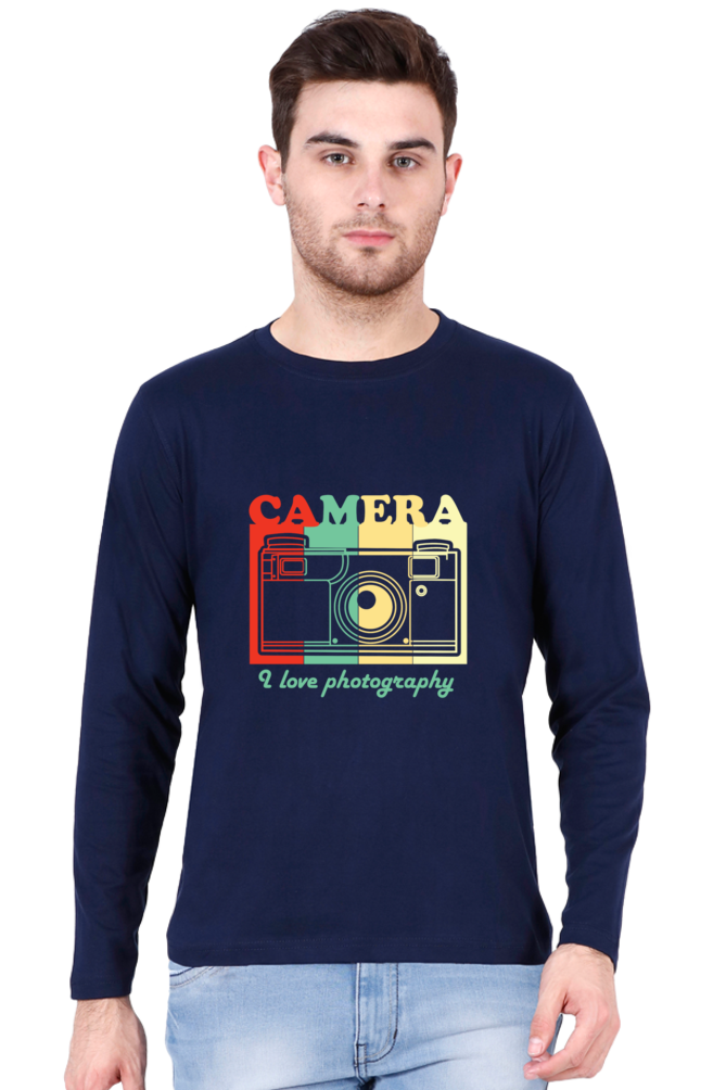 Camera I Love Photography - Men's Round Neck Full Sleeve T-Shirt