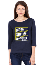 Load image into Gallery viewer, Eat Sleep Code - Women&#39;s Round Neck Full Sleeve T-Shirt
