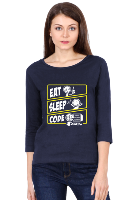 Eat Sleep Code - Women's Round Neck Full Sleeve T-Shirt