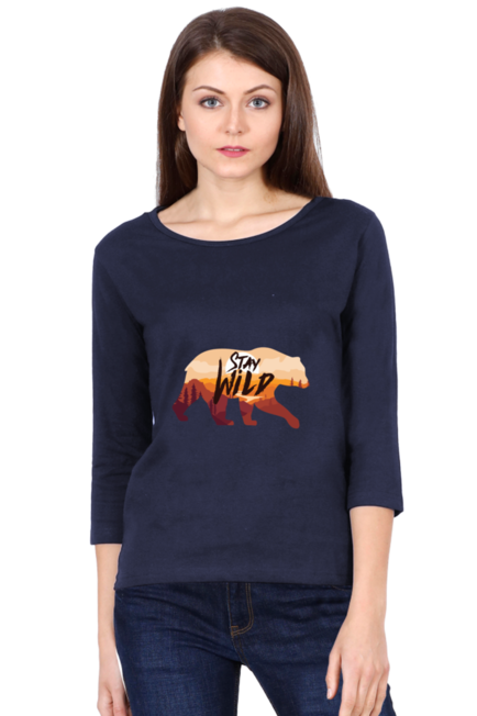 Bear Stay Wild - Women's Round Neck Full Sleeve T-Shirt