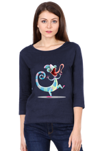 Load image into Gallery viewer, Psychedelic Chameleon - Women&#39;s Round Neck Full Sleeve T-Shirt
